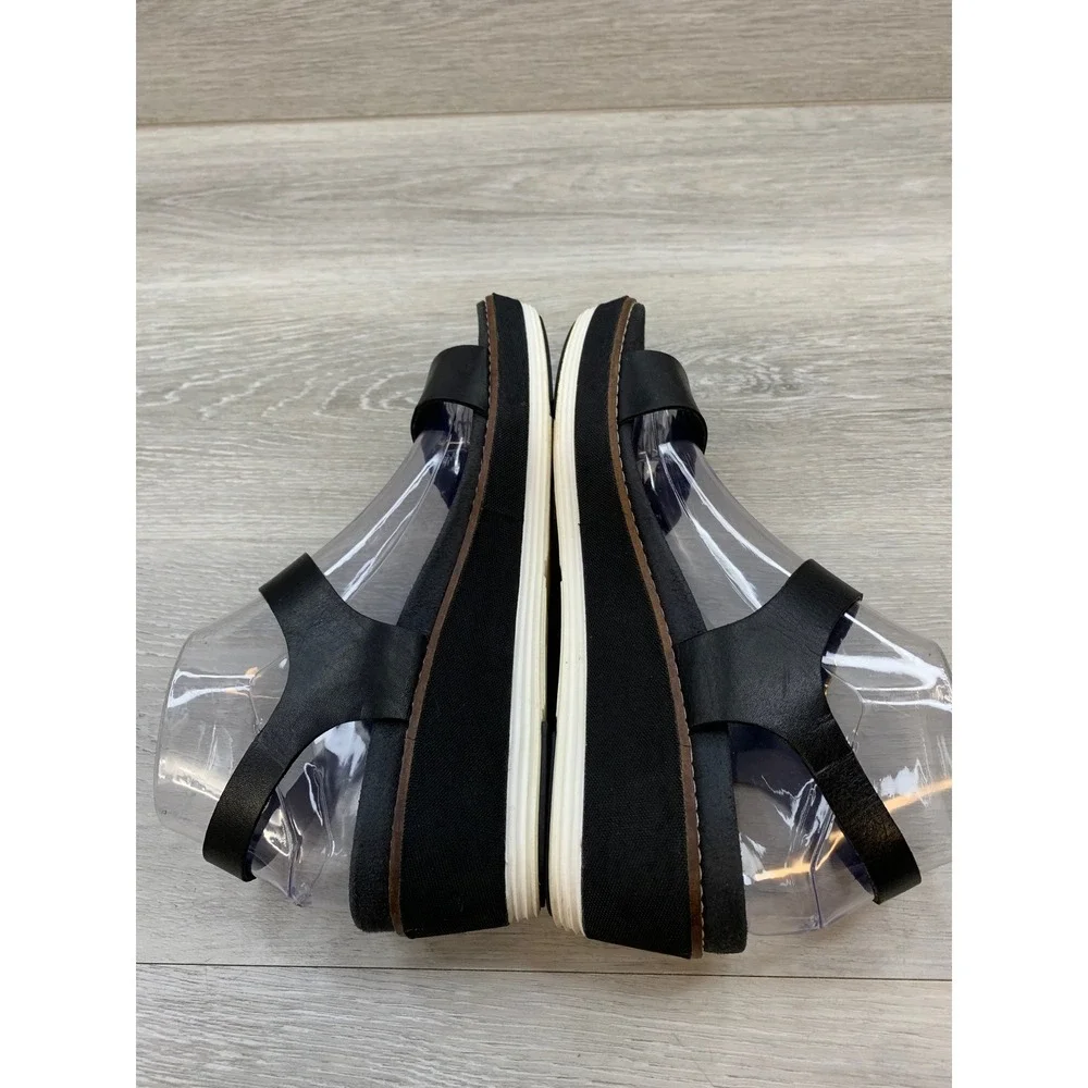 Cole Haan OriginalGrand Women's Sandals Black Leather Platform Wedge 7 Shoes